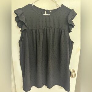 Black Ruffle Sleeve Blouse